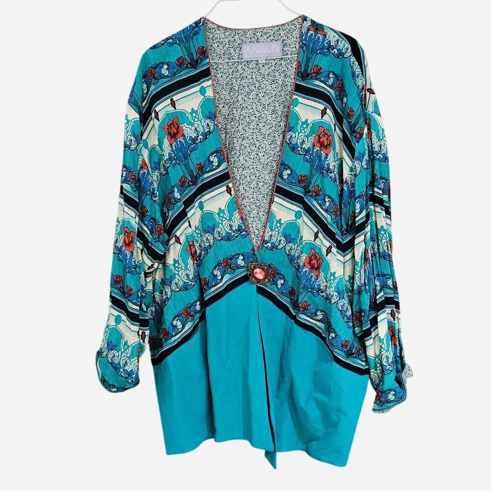90s boho festival blue kimono cardigan